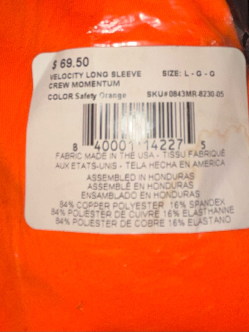 Tommie Copper Long Sleeve Performance Tee - Orange - Picture 3 of 3